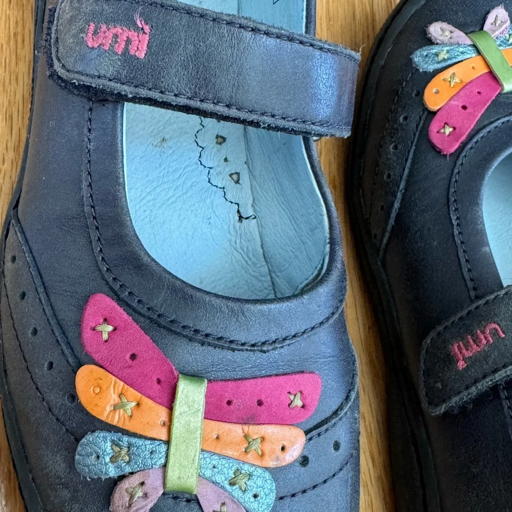 Umi Leather Kids Navy Dress Shoes with Multicolor Butterfly Girls 13 US/EUR 31